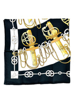 Hermes Black Gold Cliquetis 90cm Scarf