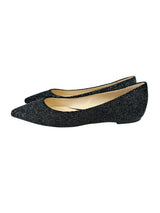 Jimmy Choo Romy Black Velvet Anthracite Flats Size 37