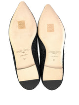 Jimmy Choo Romy Black Velvet Anthracite Flats Size 37