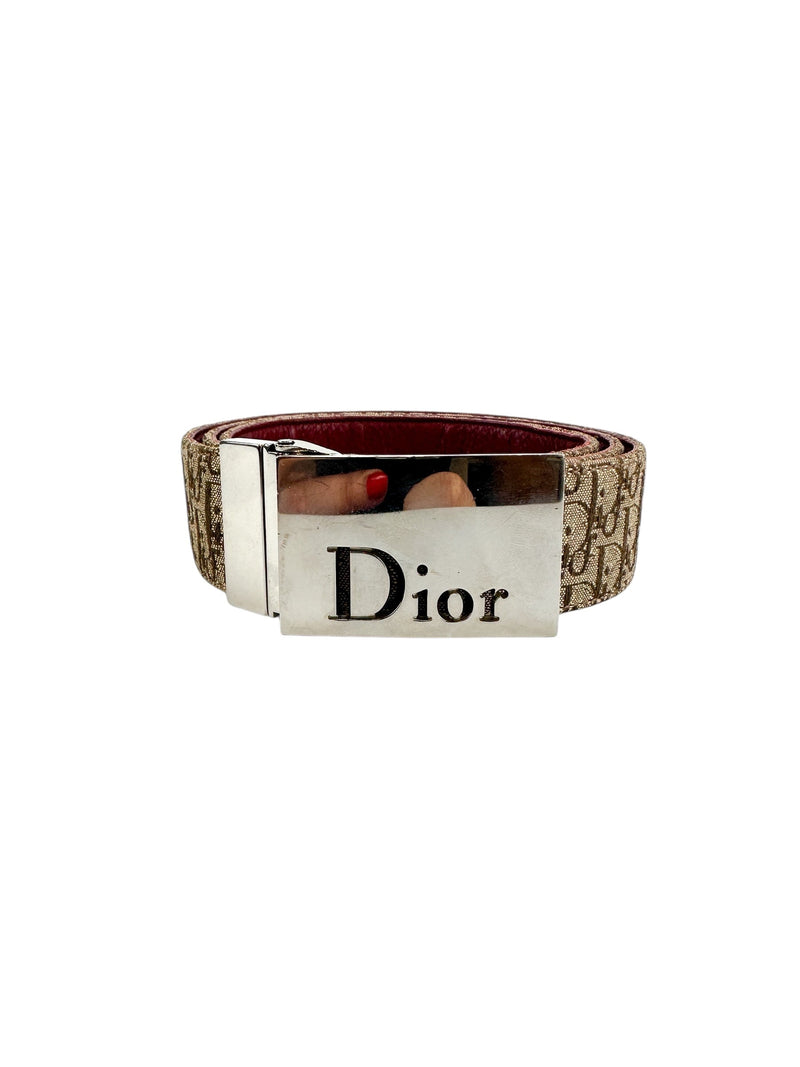 Christian Dior Beige Trotter Logo Canvas Belt 95cm
