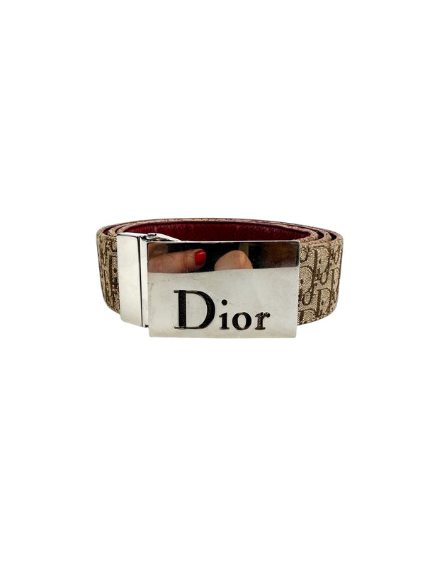 Christian Dior Beige Trotter Logo Canvas Belt 95cm