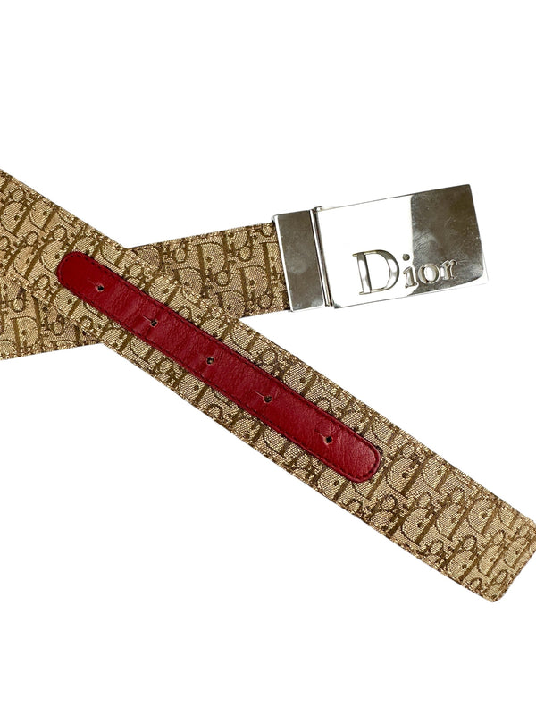 Christian Dior Beige Trotter Logo Canvas Belt 95cm
