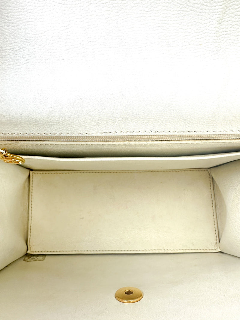 Chanel White Caviar Leather Bag