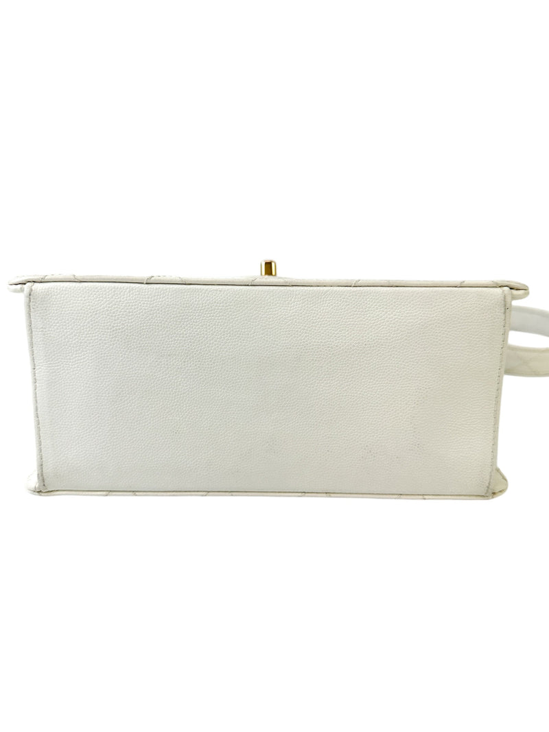 Chanel White Caviar Leather Bag