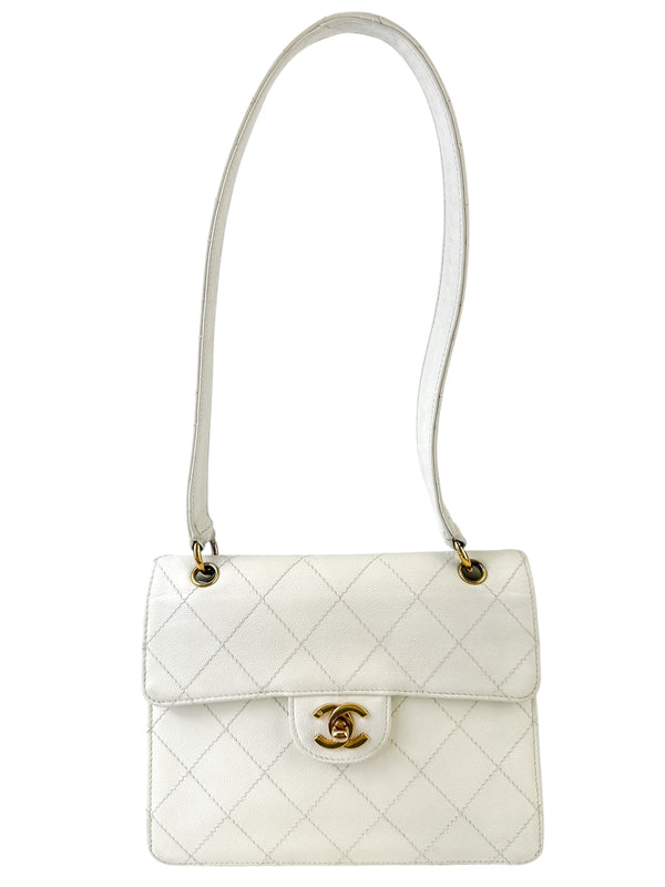 Chanel White Caviar Leather Bag