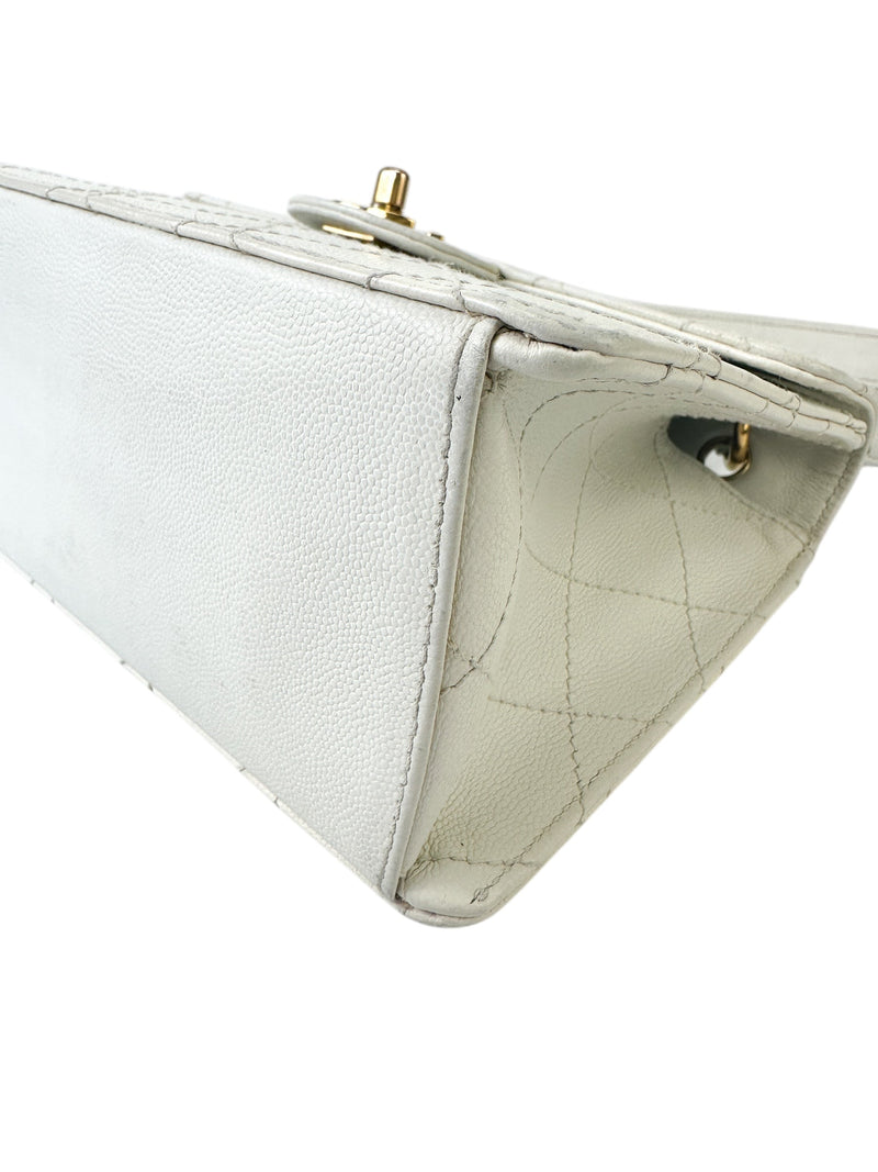 Chanel White Caviar Leather Bag
