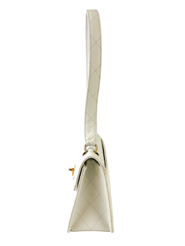 Chanel White Caviar Leather Bag