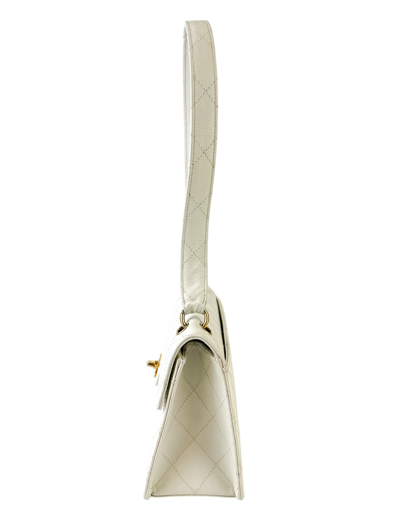 Chanel White Caviar Leather Bag