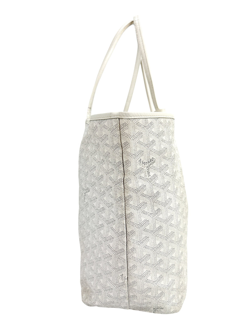 Goyard White Goyardine Saint Louis Tote PM W/ Pouch