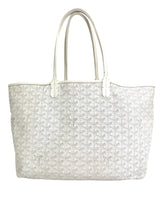 Goyard White Goyardine Saint Louis Tote PM W/ Pouch