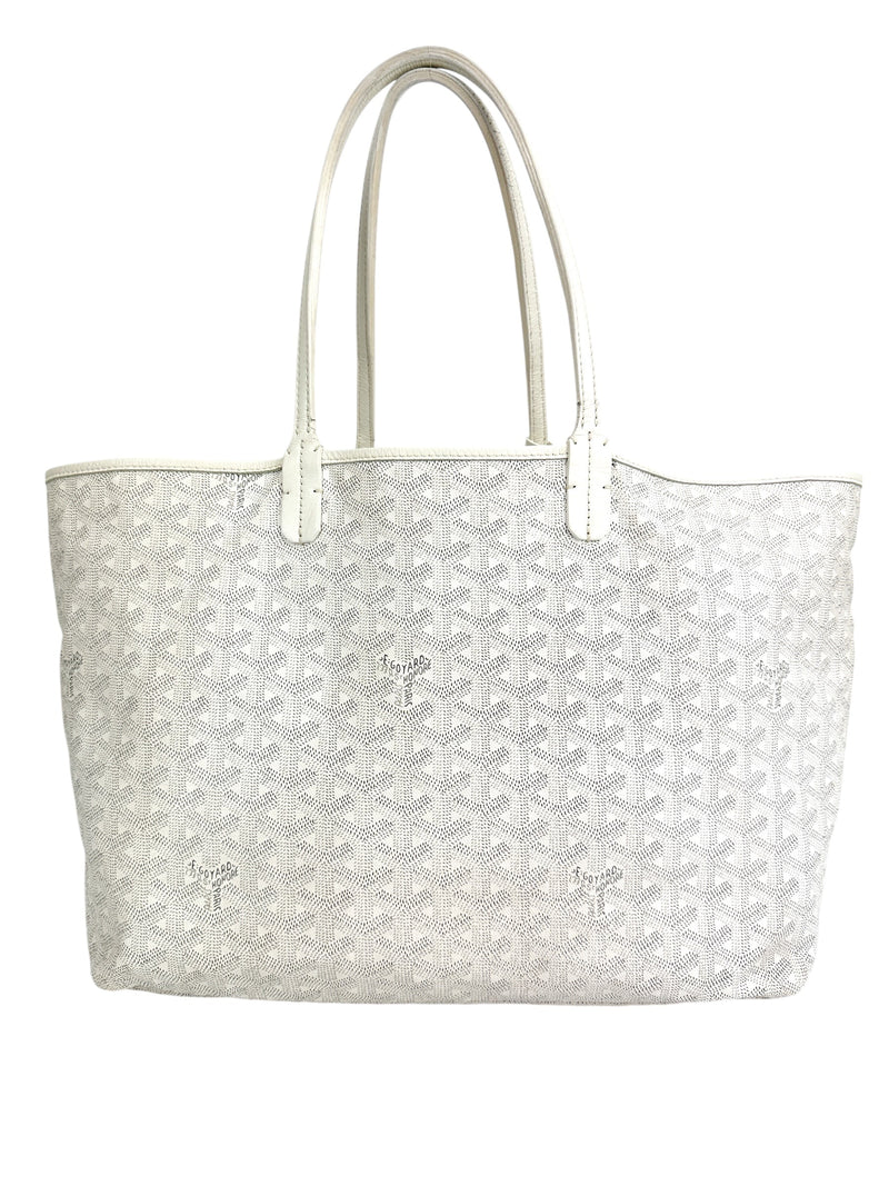 Goyard White Goyardine Saint Louis Tote PM W/ Pouch