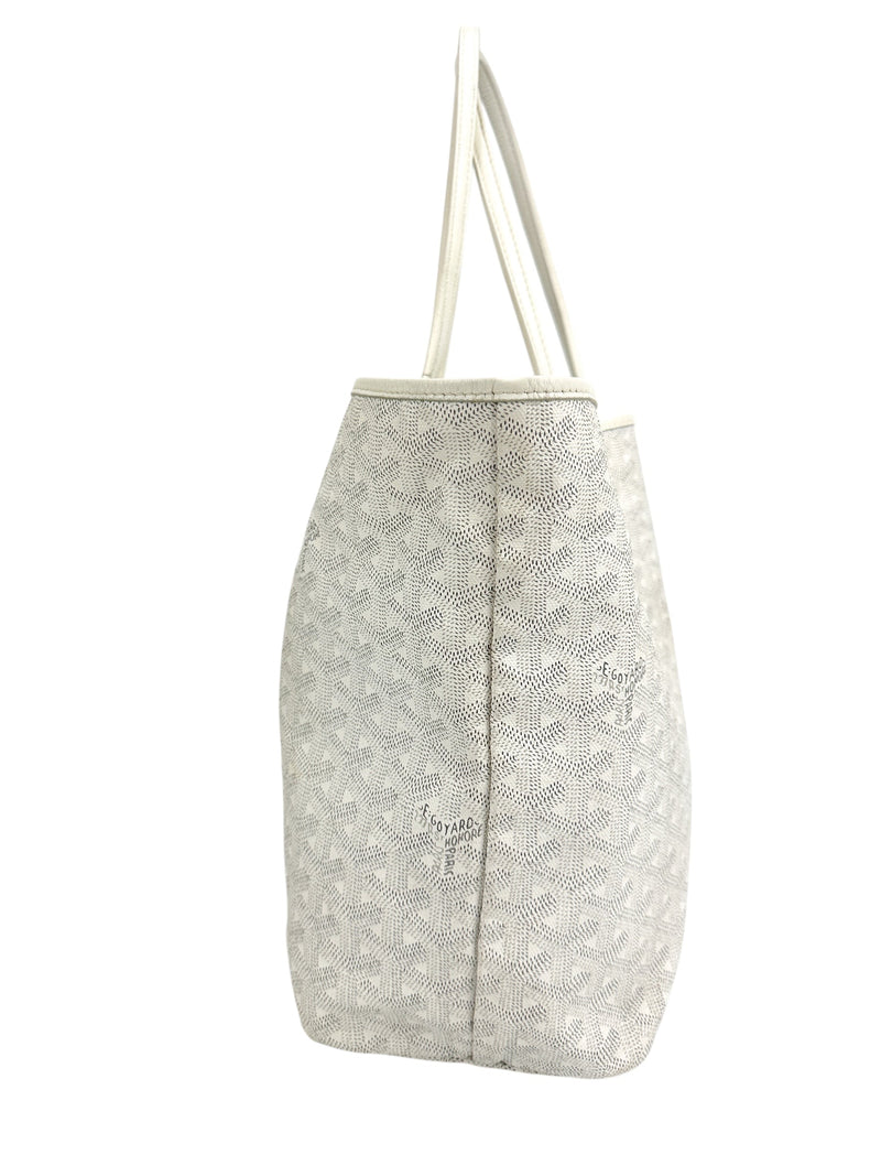 Goyard White Goyardine Saint Louis Tote PM W/ Pouch