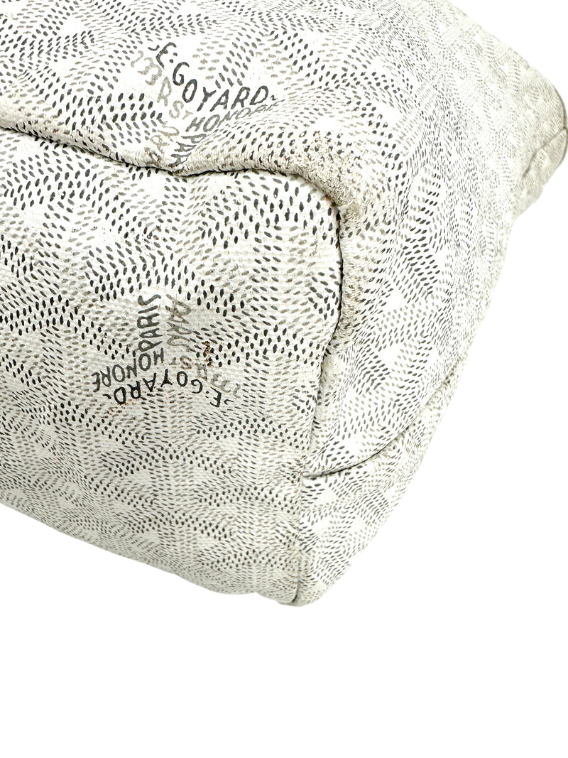 Goyard White Goyardine Saint Louis Tote PM W/ Pouch