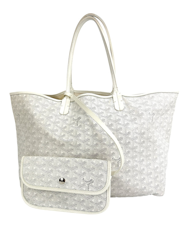 Goyard White Goyardine Saint Louis Tote PM W/ Pouch