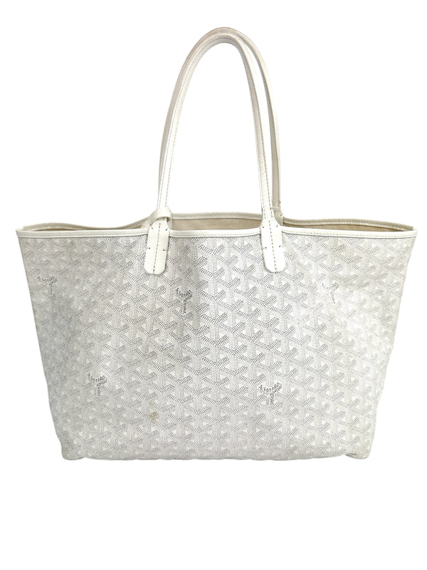 Goyard White Goyardine Saint Louis Tote PM W/ Pouch