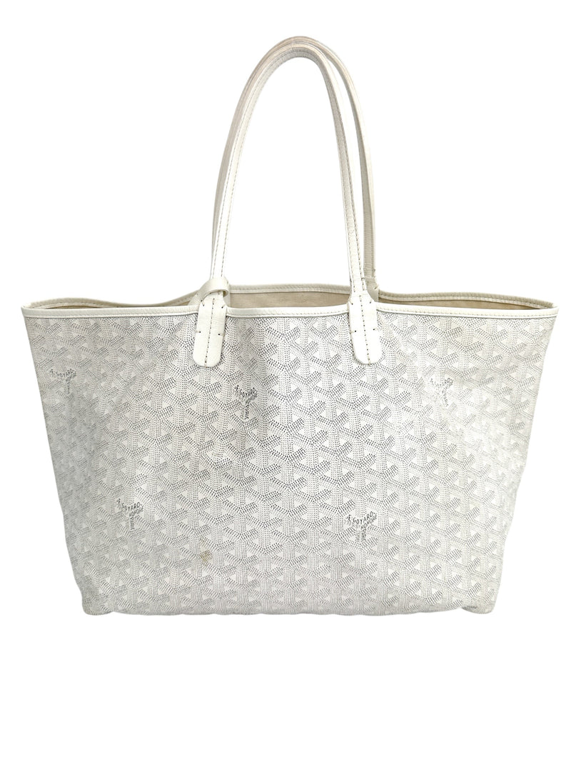 Goyard White Goyardine Saint Louis Tote PM W/ Pouch