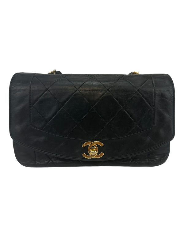 Chanel Vintage Black Lambskin Diana 22