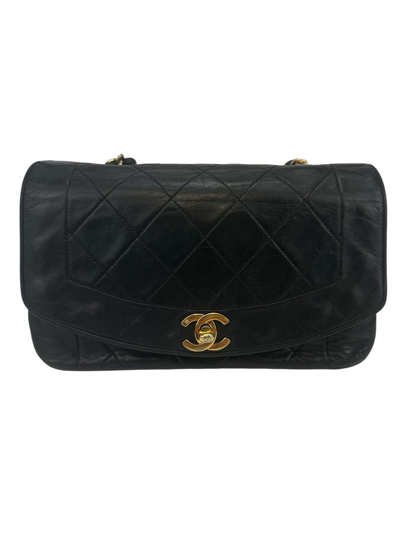 Chanel Vintage Black Lambskin Diana 22