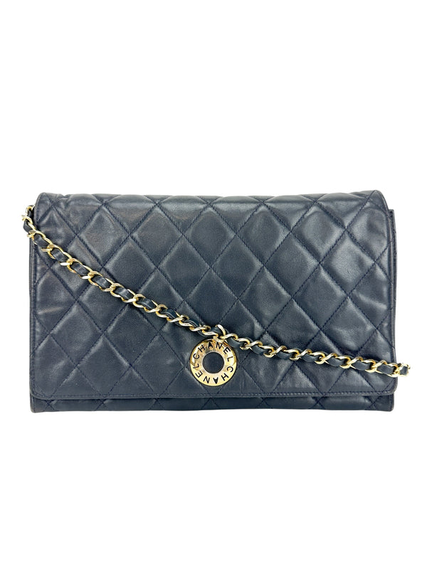Chanel Navy Blue Quilted Lambskin Shoulder Bag