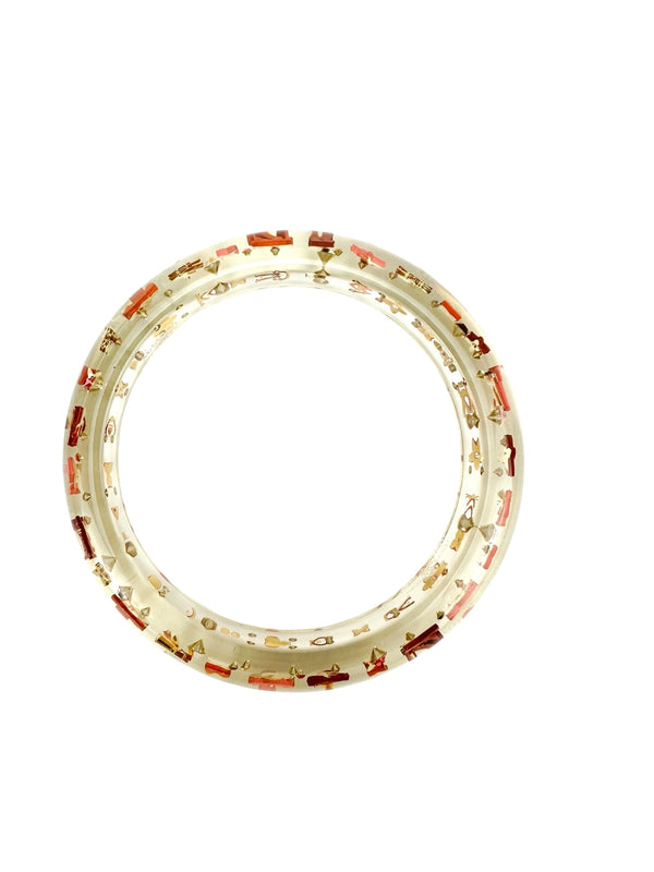 Louis Vuitton Transluscent Pink/Orange Monogram Lucite Bangle Bracelet