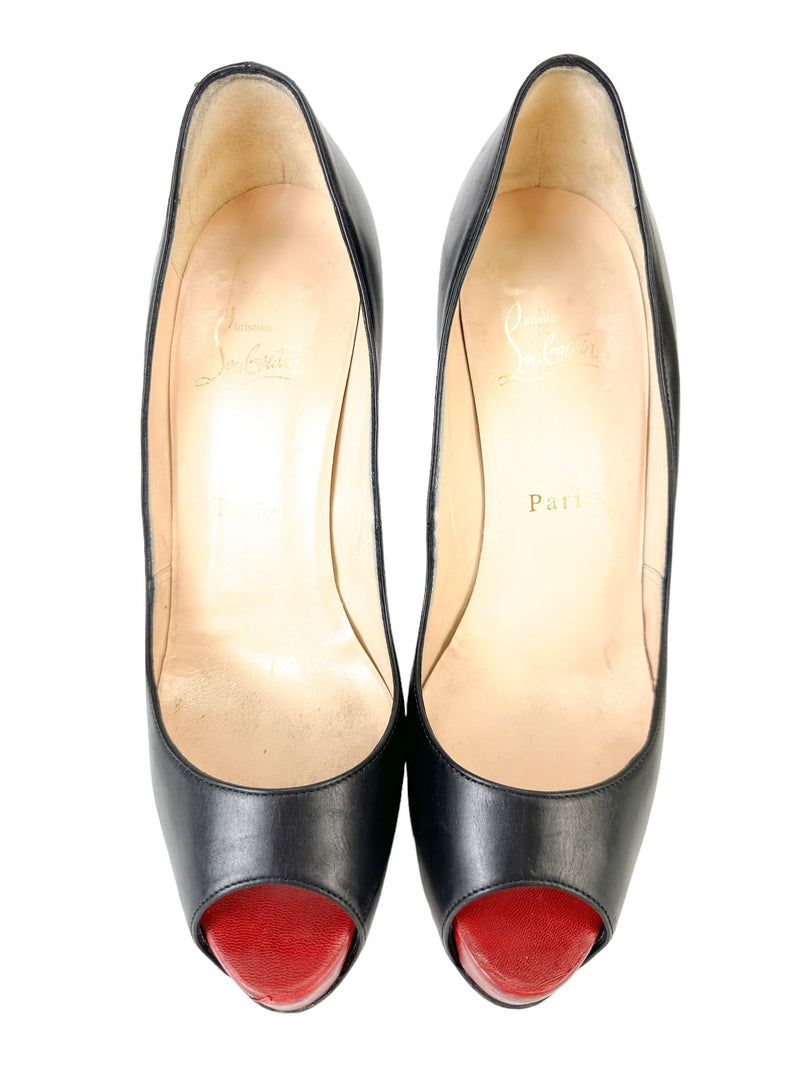 Christian Louboutin Black Leather Very Prive 120 Pumps Size 38.5