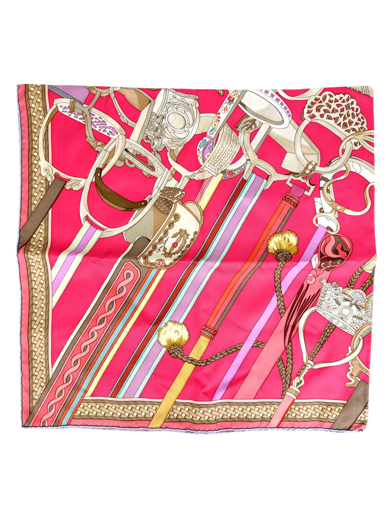 Hermes Pink Concours de Entriers 90cm Scarf (Full Set)