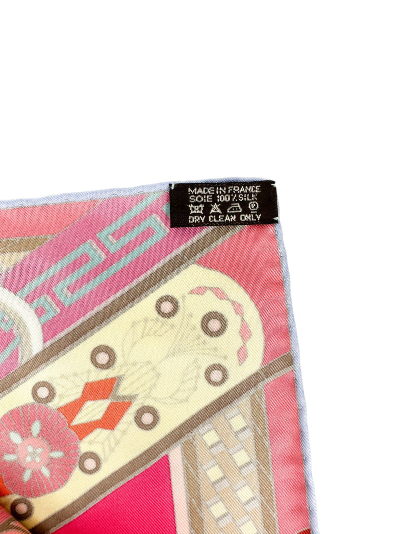 Hermes Pink Concours de Entriers 90cm Scarf (Full Set)