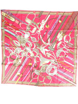 Hermes Pink Concours de Entriers 90cm Scarf (Full Set)