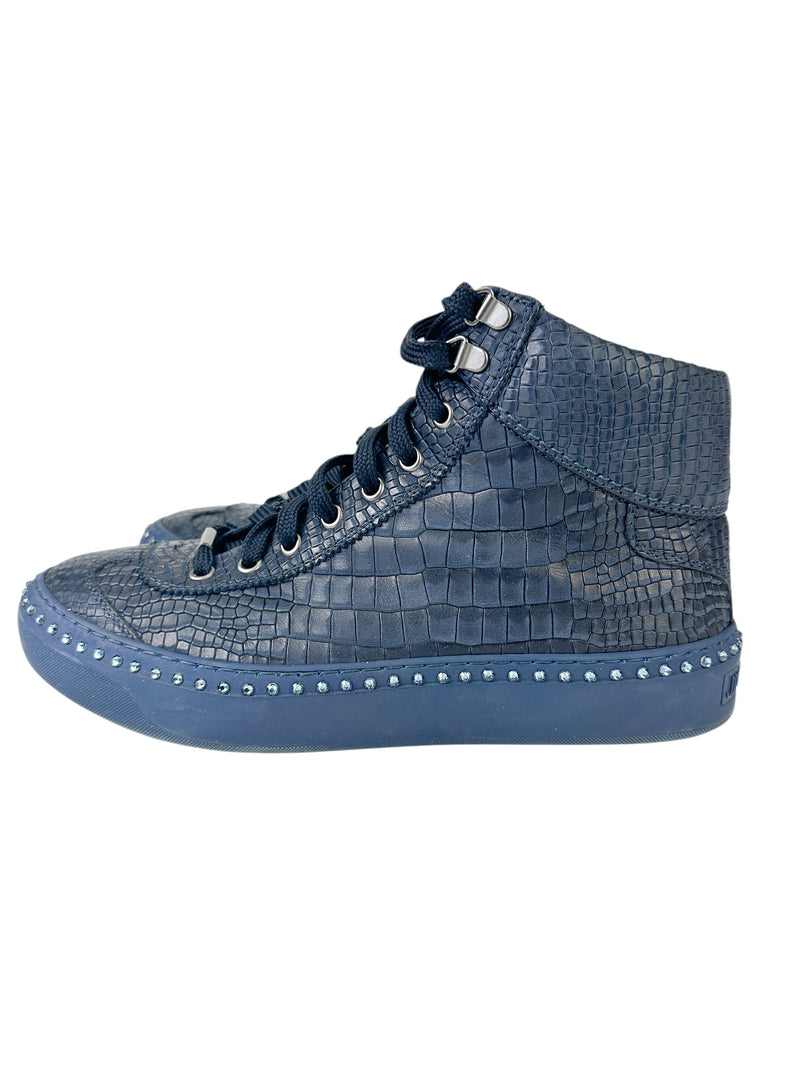 JImmy Choo Navy Argyle Ankle Boot Size 40 1/2 (Full Set)
