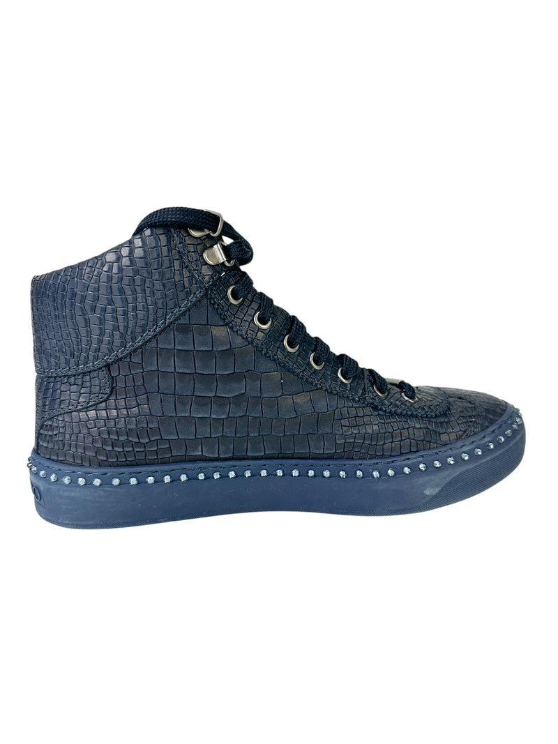 JImmy Choo Navy Argyle Ankle Boot Size 40 1/2 (Full Set)