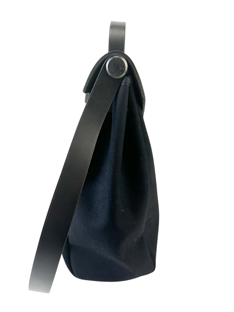 Hermès Black Toile Herbag W/ Black Toile Spare Bag