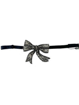 Dolce & Gabbana Silver Crystal and Black Satin Bow Tie (Full Set)