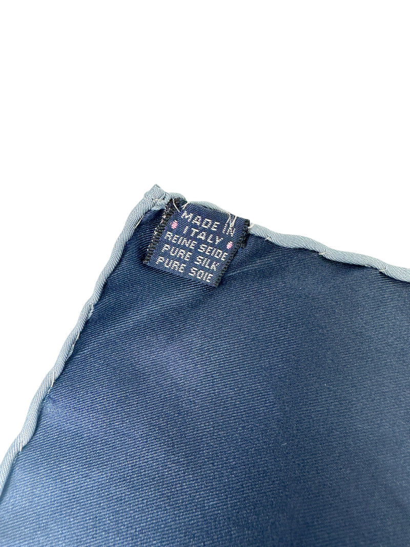 Burberry Navy Plaid Silk Scarf