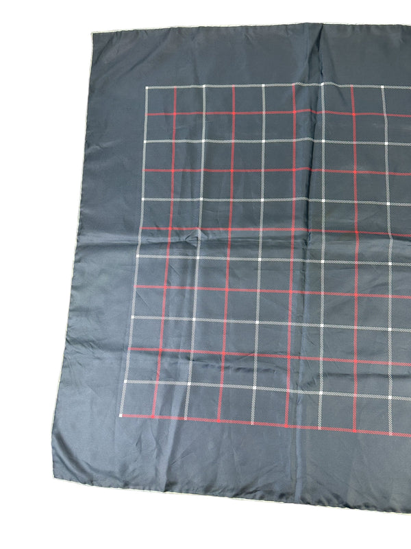 Burberry Navy Plaid Silk Scarf