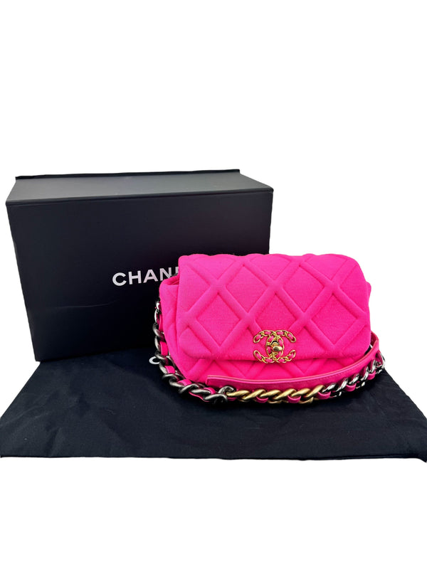 Chanel Fuschia Jersey Quilted Waist Bag 19