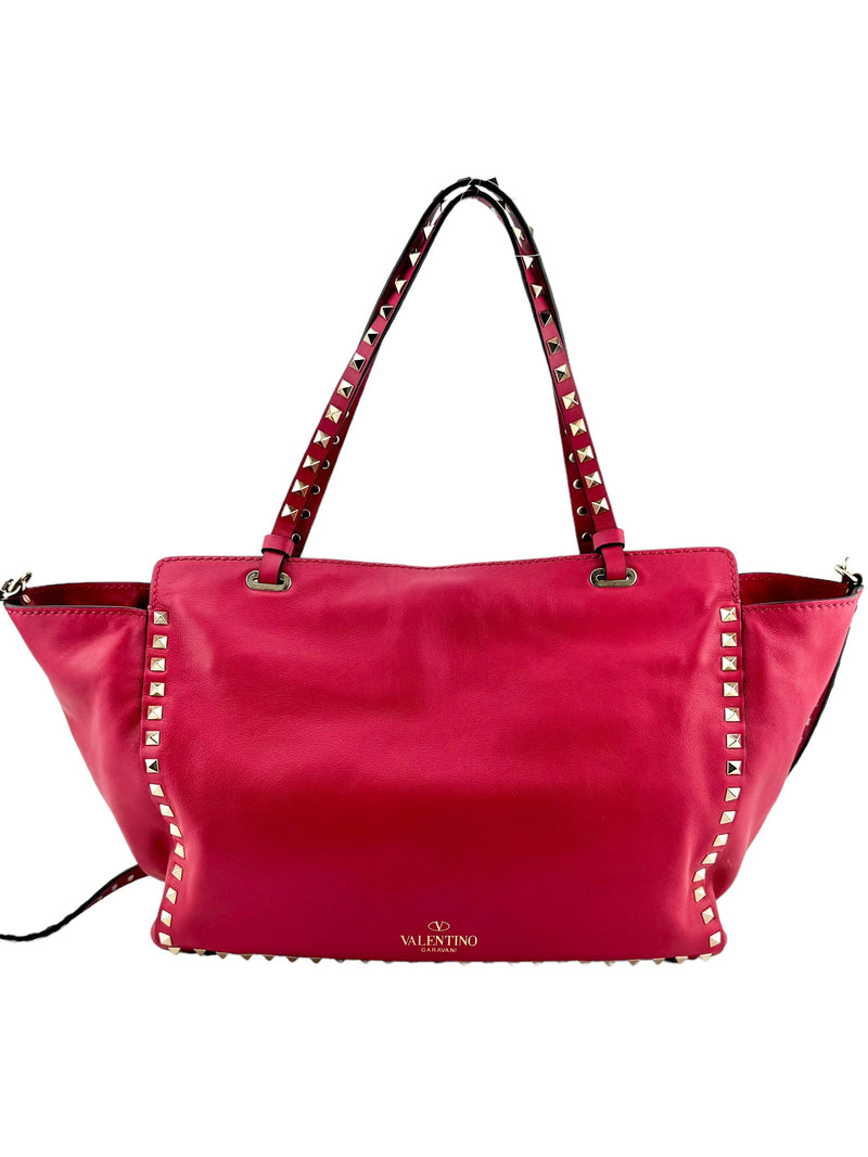 Valentino Pink Leather Rockstud Tote Bag