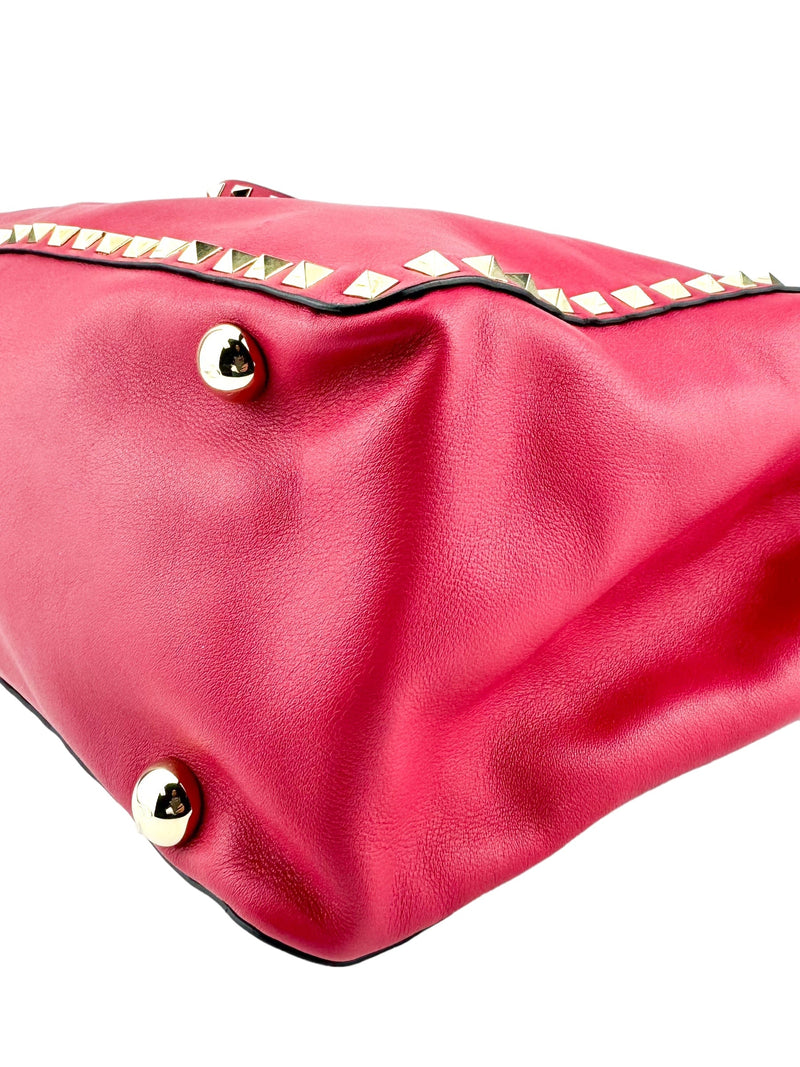 Valentino Pink Leather Rockstud Tote Bag