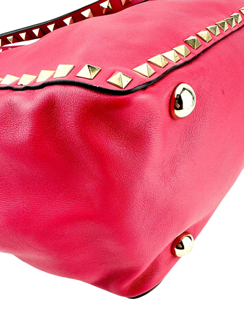 Valentino Pink Leather Rockstud Tote Bag