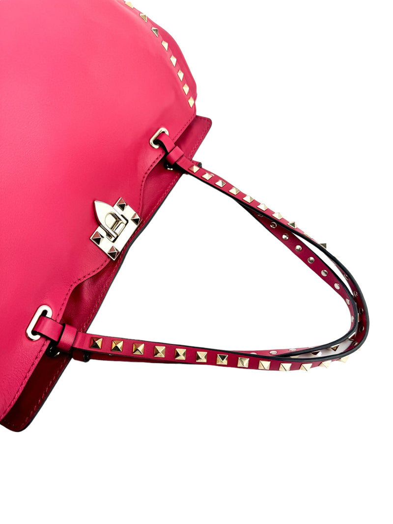 Valentino Pink Leather Rockstud Tote Bag