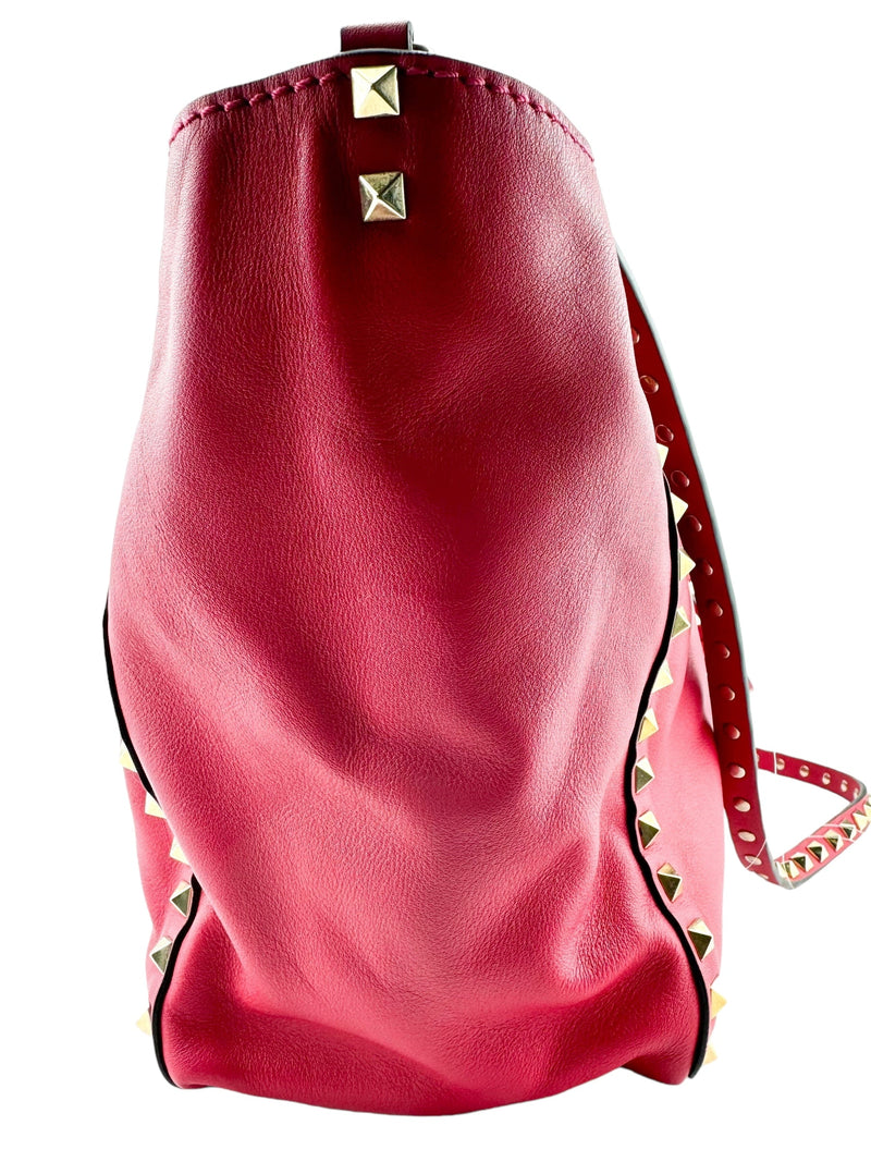 Valentino Pink Leather Rockstud Tote Bag