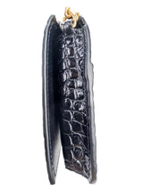 Saint Laurent Black Crocodile-Embossed Calfskin Phone Holder