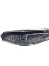 Saint Laurent Black Crocodile-Embossed Calfskin Phone Holder