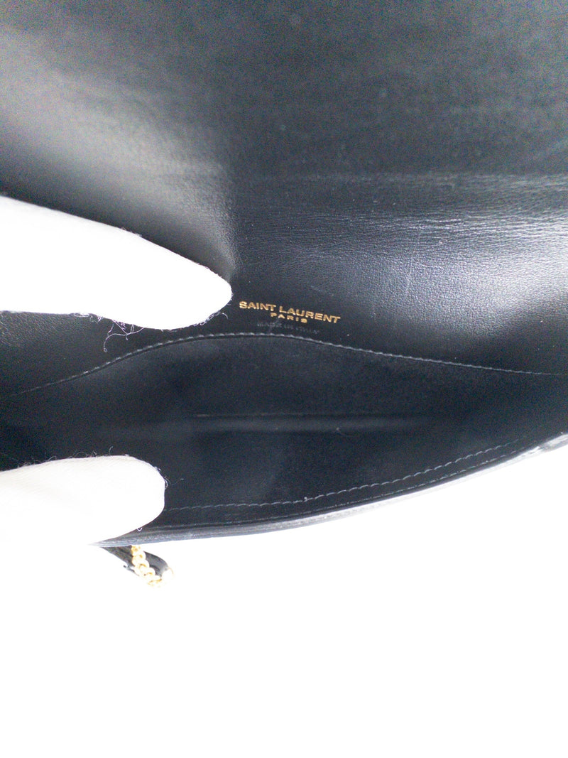 Saint Laurent Black Crocodile-Embossed Calfskin Phone Holder