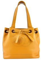 Chanel Vintage Mustard Caviar Timeless Drawstring Tote