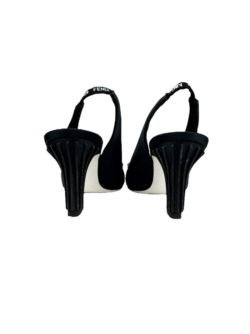 Fendi Black Ffreedom satin heels size 37