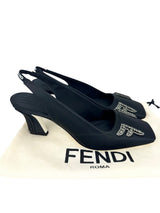 Fendi Black Ffreedom satin heels size 37