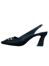 Fendi Black Ffreedom satin heels size 37