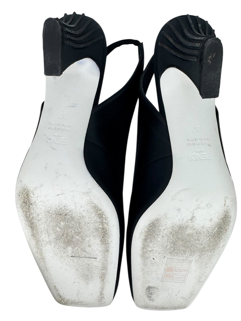 Fendi Black Ffreedom satin heels size 37
