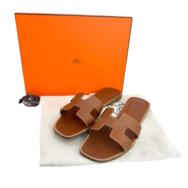 Hermes Gold Oran Sandals Size 36.5