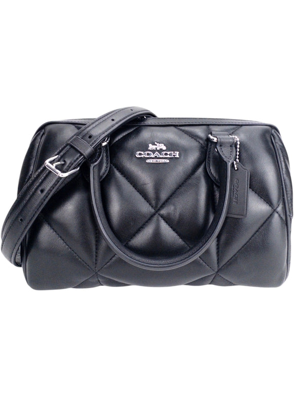 Coach Black Puffy Diamond Quilted Rowan Satchel Bag